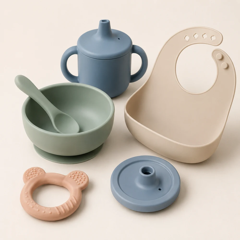 Representative moulded silicone babycare and feeding products