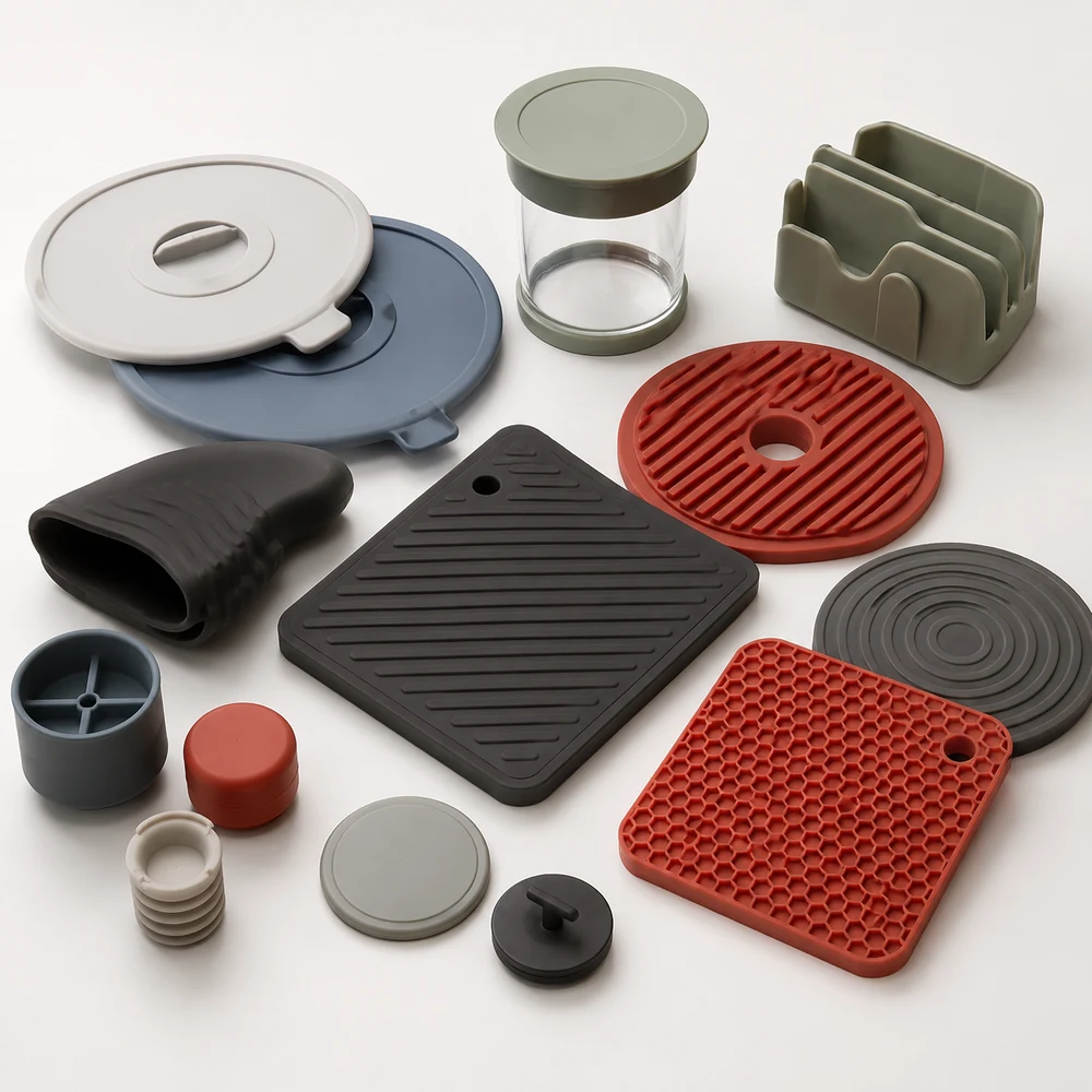 Representative moulded silicone household and consumer parts