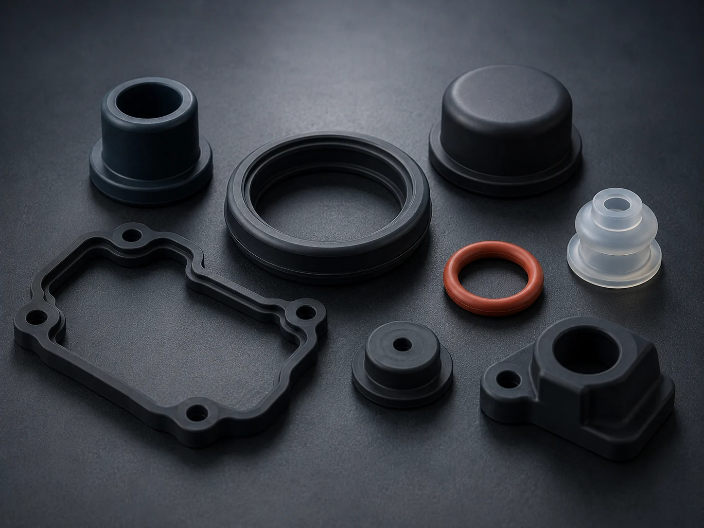 Discrete compression-moulded HTV silicone components