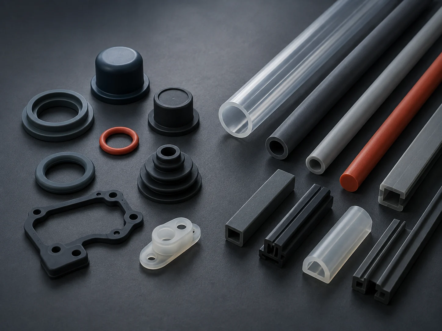 Representative comparison of moulded silicone components and continuous extrusion profiles