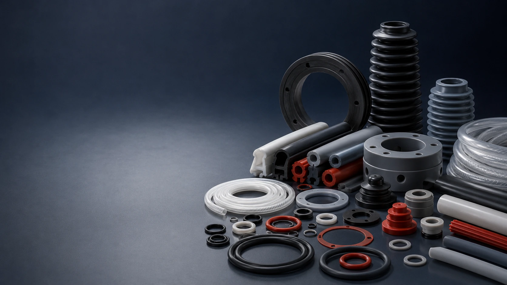 Representative industrial silicone seals, gaskets, profiles, tubing and moulded components