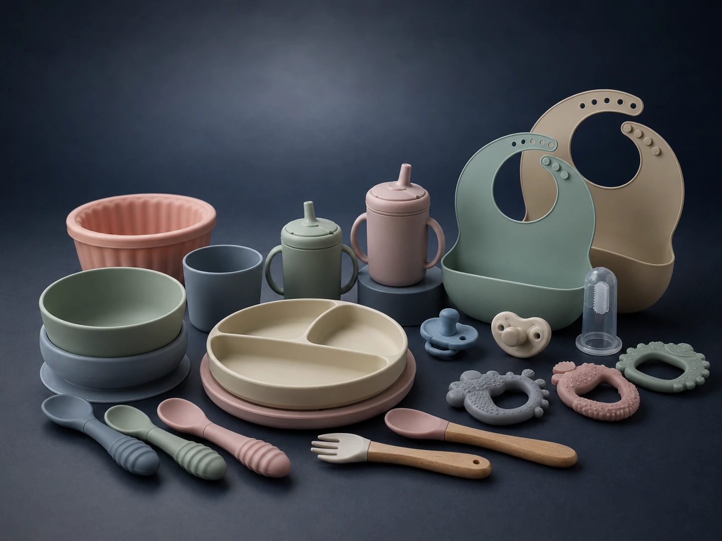 Representative silicone babycare and feeding product families